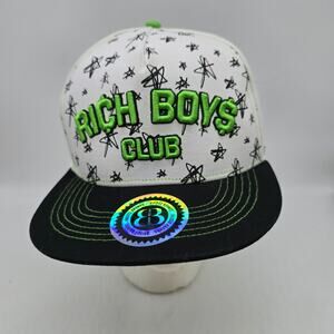 Brisco Brands Rich Boys Club Snapback Cap Adjustable Sports White Black One Size